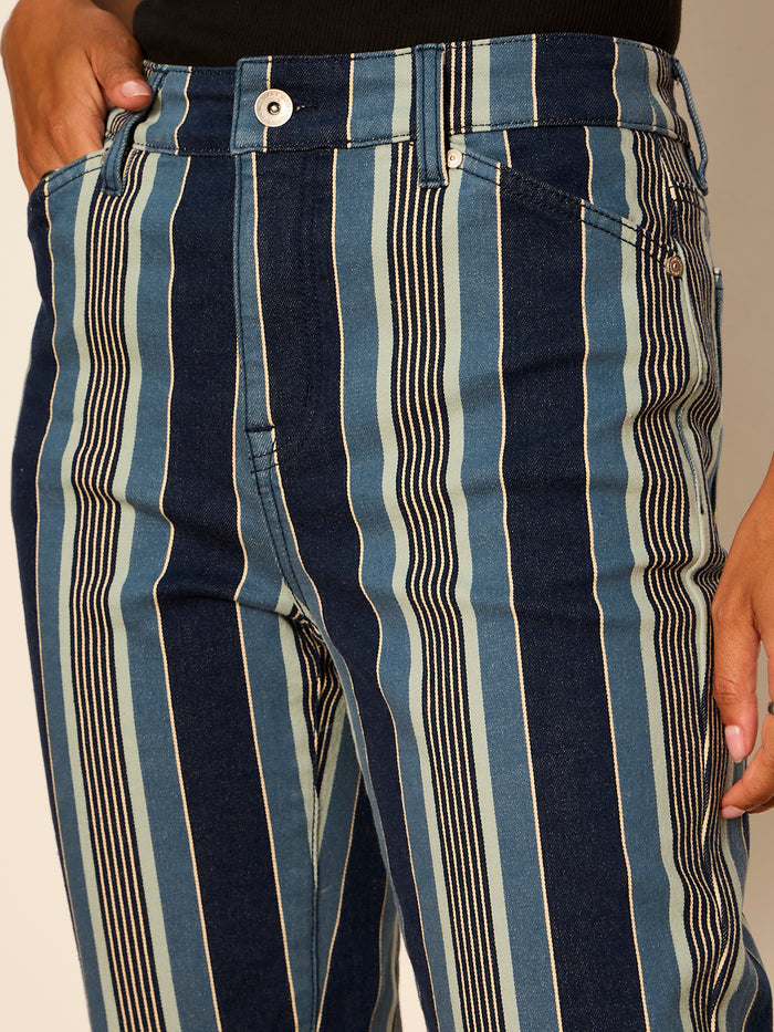 Celeste 90's Straight Crop Jean Pier Stripe