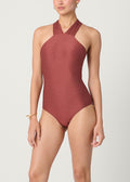 Cinnamon and Gold High Neck One Piece