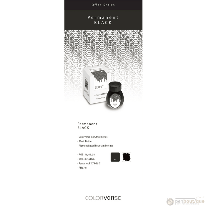 Colorverse Ink - Office Series - Permanent Black - 30ml - Pen Boutique Ltd