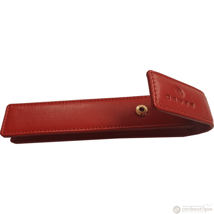 Cross Red Leather Single Pen Case Flap - Pen Boutique Ltd