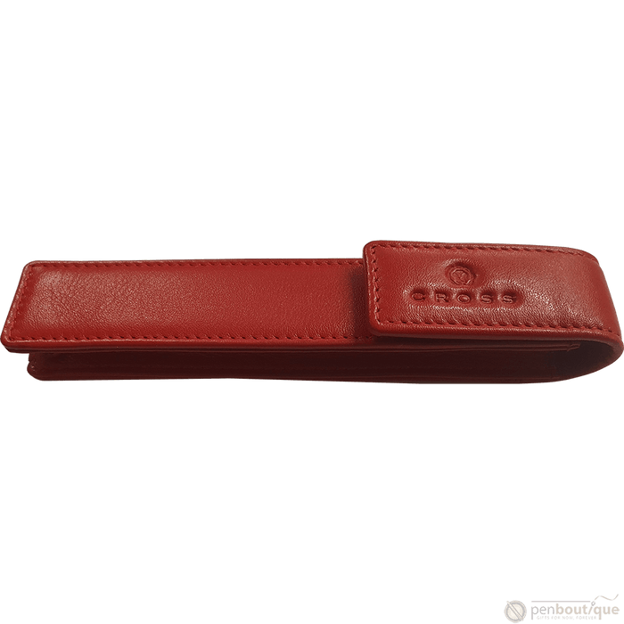 Cross Red Leather Single Pen Case Flap - Pen Boutique Ltd