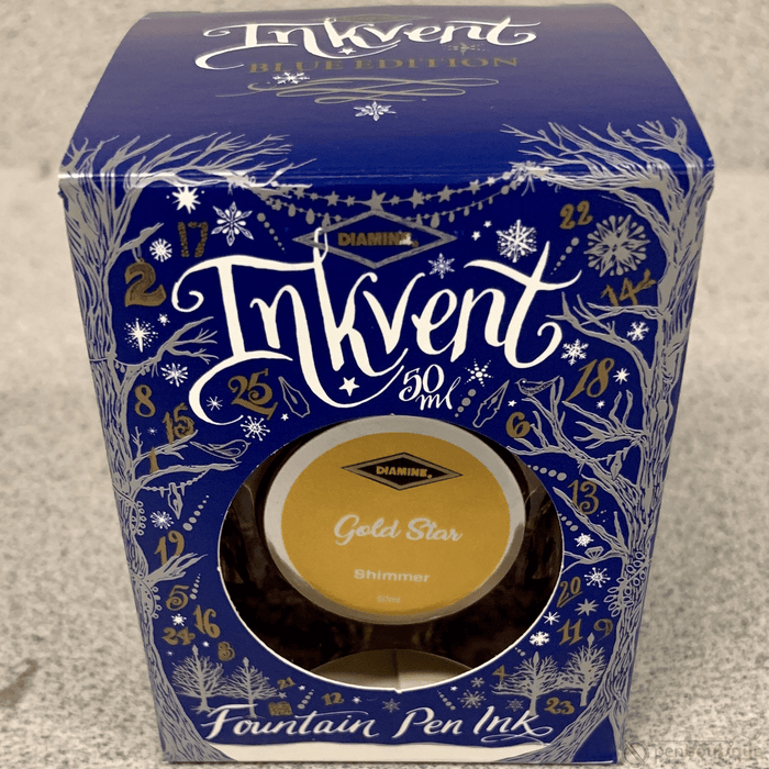 Diamine Ink Bottle - 2019 Inkvent - Blue Edition - Shimmer Ink Bottle - Gold Star - 50ml - Pen Boutique Ltd