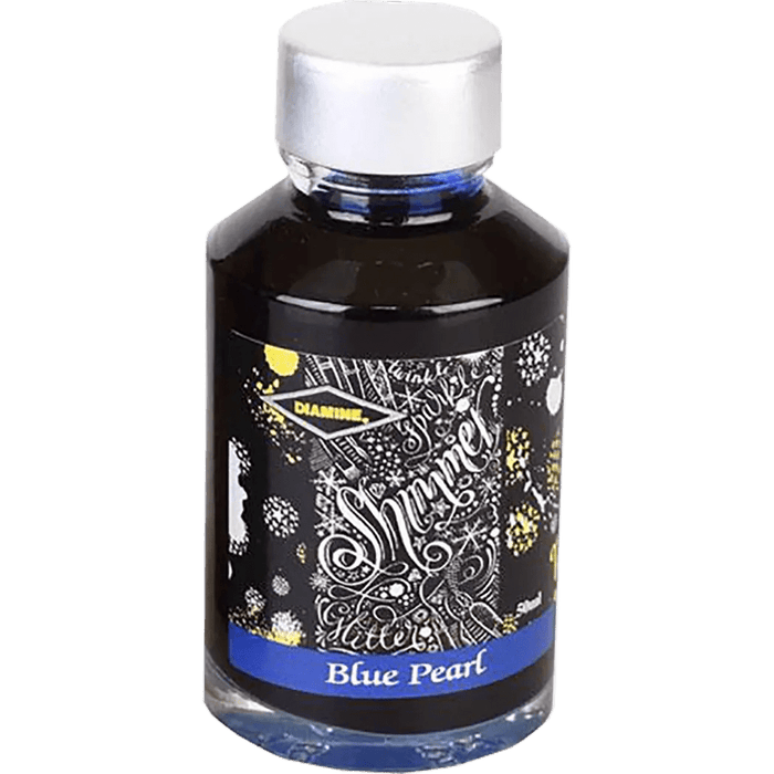 Diamine Shimmer Ink 50 ml Blue Pearl - Silver shimmer - Pen Boutique Ltd