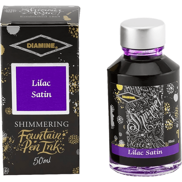 Diamine Shimmer Ink 50 ml Lilac Satin - Silver shimmer - Pen Boutique Ltd