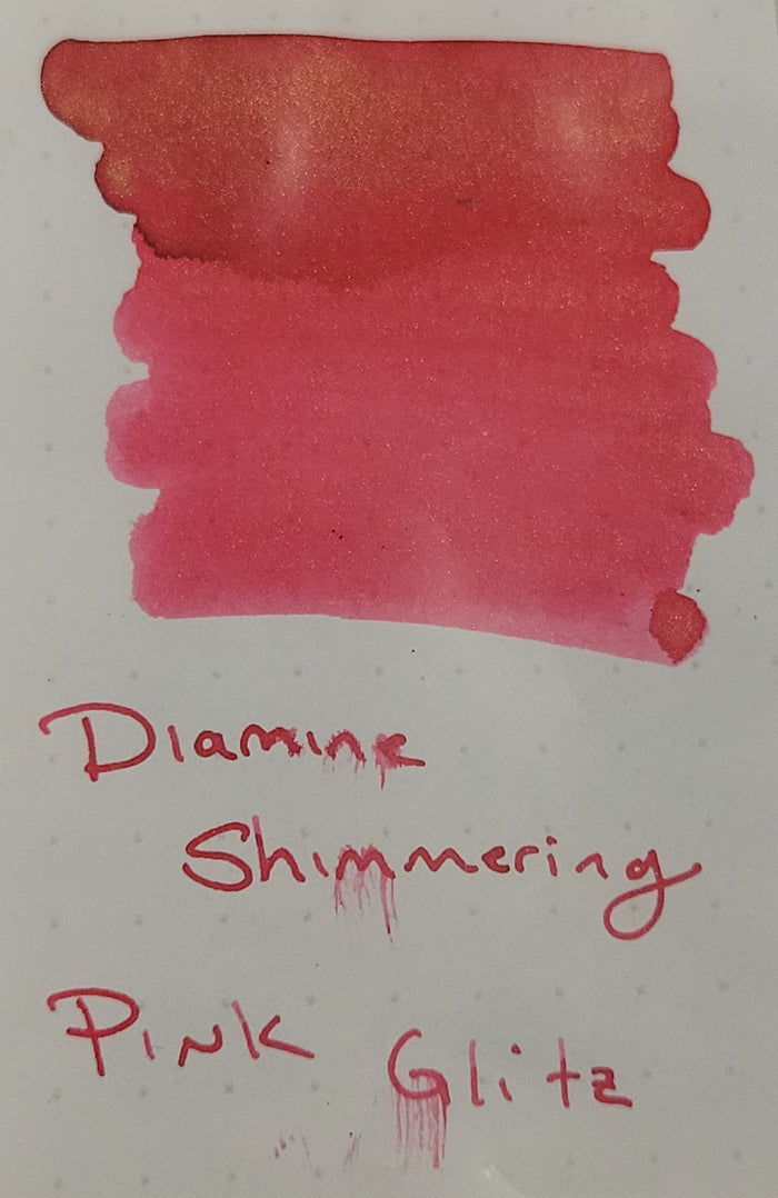 Diamine Shimmer Ink 50 ml Pink Glitz - Gold shimmer - Pen Boutique Ltd