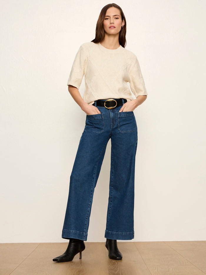 Diamond Stitch Sweater Tee Bone Petite Sizing