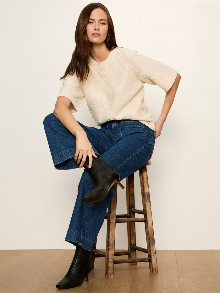 Diamond Stitch Sweater Tee Bone