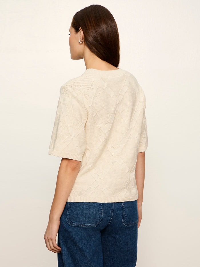 Diamond Stitch Sweater Tee Bone
