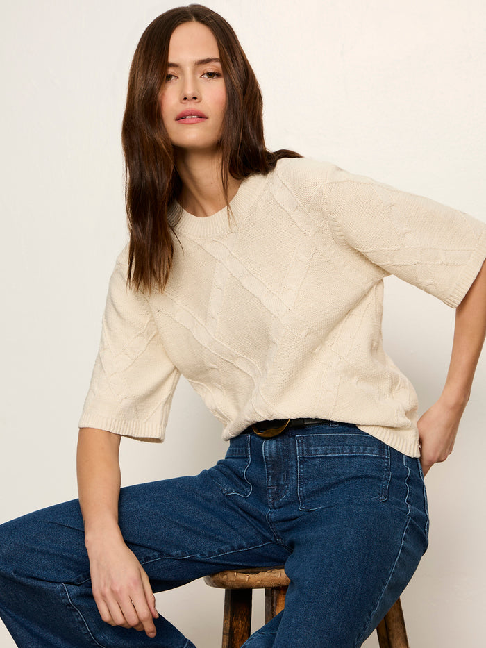 Diamond Stitch Sweater Tee Bone
