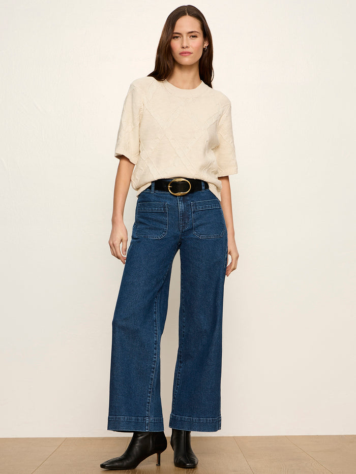 Diamond Stitch Sweater Tee Bone