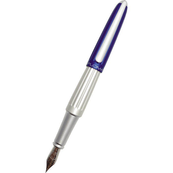Diplomat Aero Fountain Pen - Blue/Silver - Steel Nib - Pen Boutique Ltd