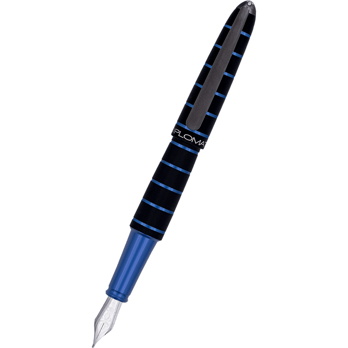 Diplomat Elox Ring Fountain Pen - Blue - Stainless Steel Nib - Pen Boutique Ltd