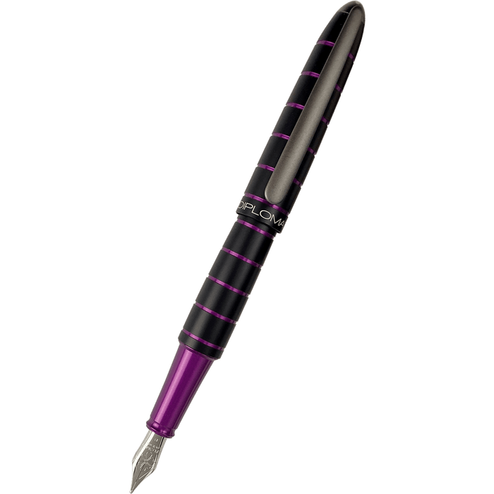 Diplomat Elox Ring Fountain Pen - Purple - Stainless Steel Nib - Pen Boutique Ltd