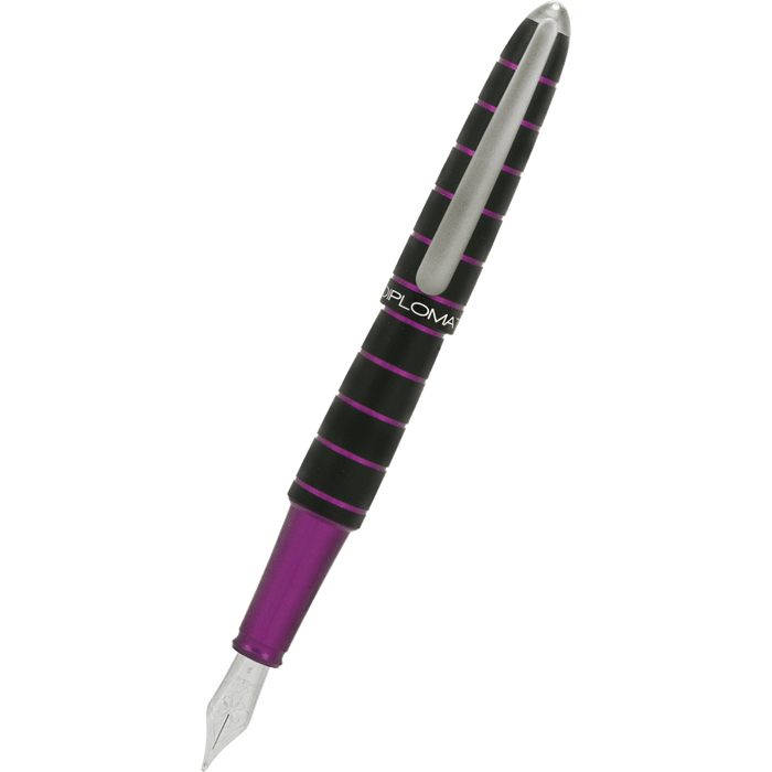 Diplomat Elox Ring Fountain Pen - Purple - Stainless Steel Nib - Pen Boutique Ltd
