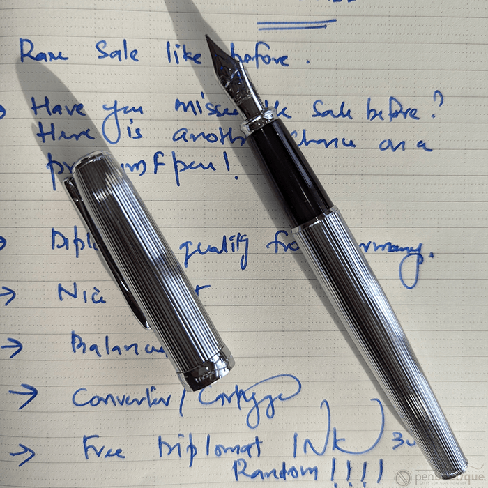 Diplomat Excellence A2 Fountain Pen - Guilloche Chrome - Pen Boutique Ltd