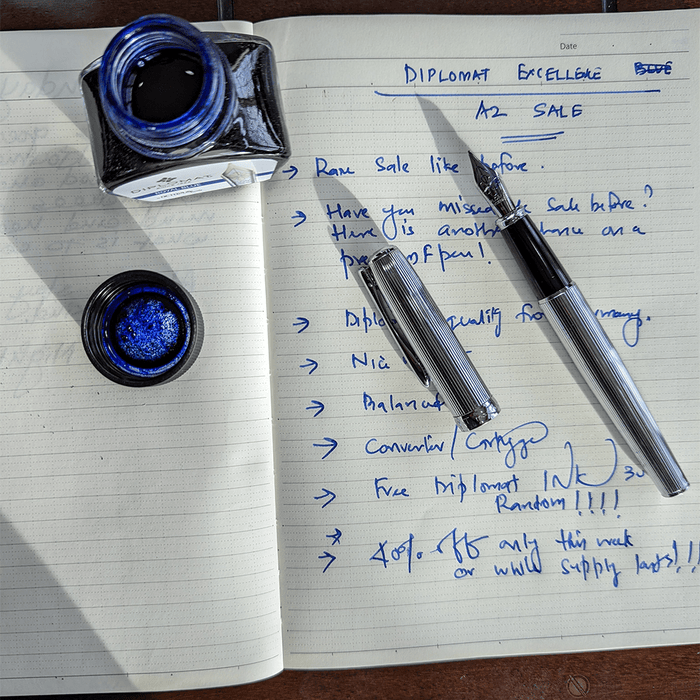 Diplomat Excellence A2 Fountain Pen - Guilloche Chrome - Pen Boutique Ltd
