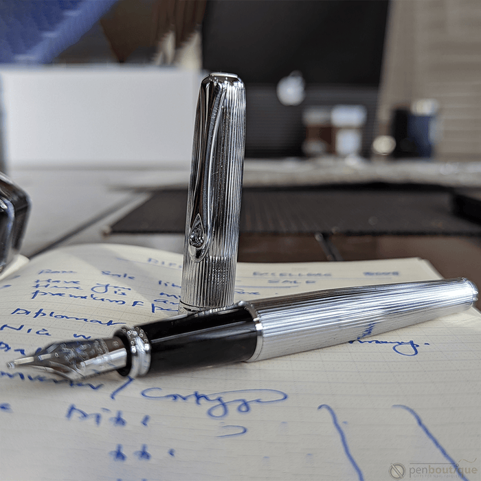 Diplomat Excellence A2 Fountain Pen - Guilloche Chrome - Pen Boutique Ltd