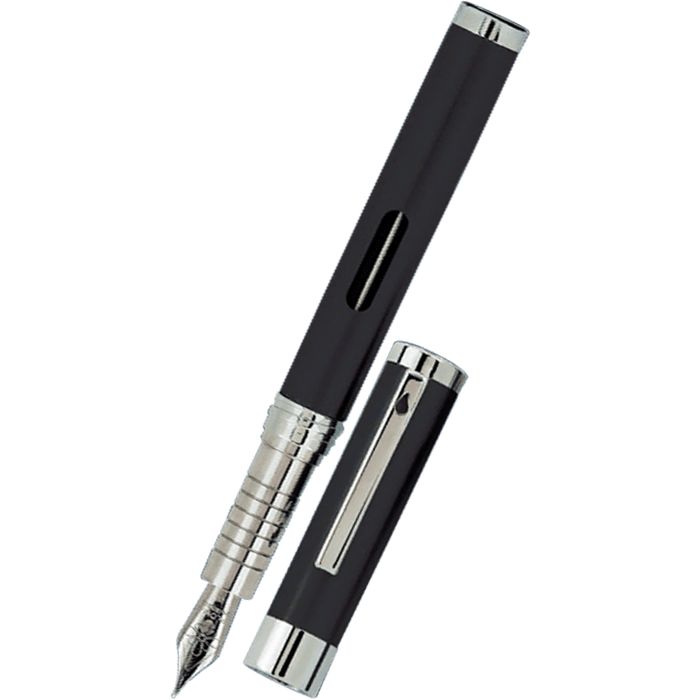 Diplomat Nexus Fountain Pen - Black - Chrome Trim - Pen Boutique Ltd