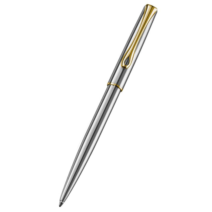 Diplomat Traveller EasyFLOW Ballpoint Pen - Stainless Steel Gold - Pen Boutique Ltd