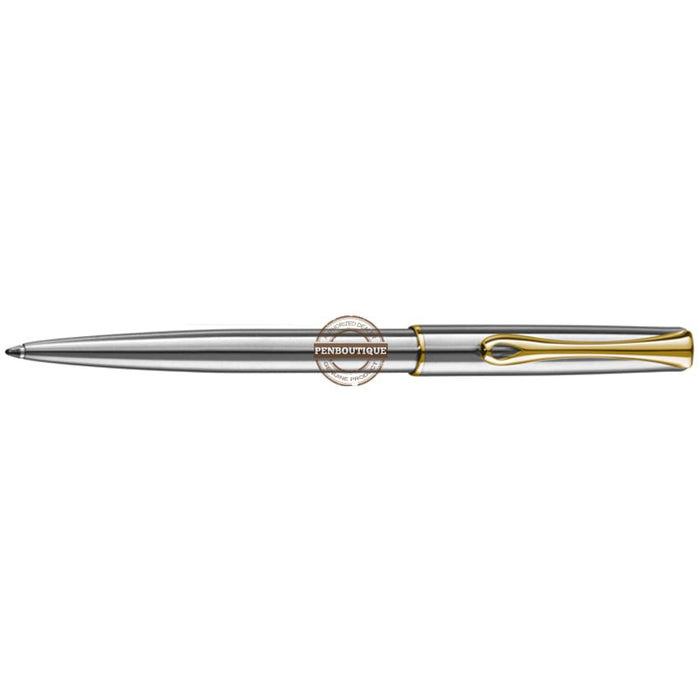 Diplomat Traveller EasyFLOW Ballpoint Pen - Stainless Steel Gold - Pen Boutique Ltd