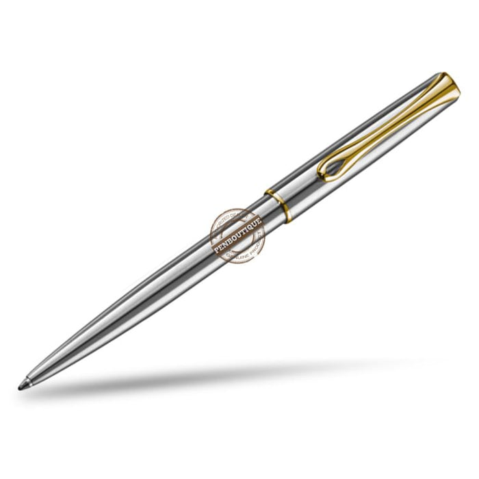 Diplomat Traveller EasyFLOW Ballpoint Pen - Stainless Steel Gold - Pen Boutique Ltd