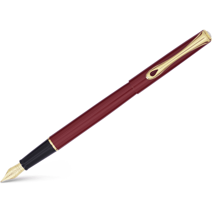 Diplomat Traveller Fountain Pen - Dark Red - Gold - Pen Boutique Ltd
