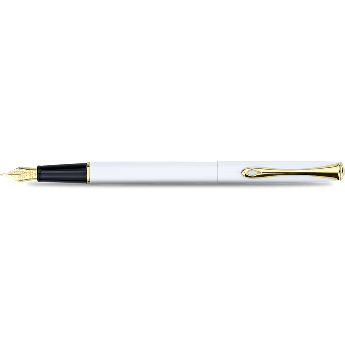 Diplomat Traveller Fountain Pen - Snowwhite - Gold Trim - Pen Boutique Ltd