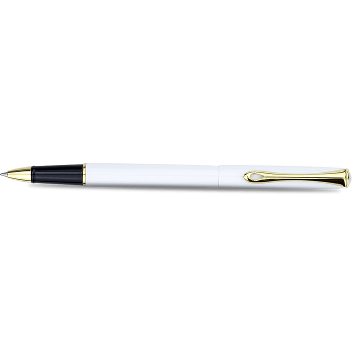 Diplomat Traveller Rollerball Pen - Snowwhite - Gold Trim - Pen Boutique Ltd