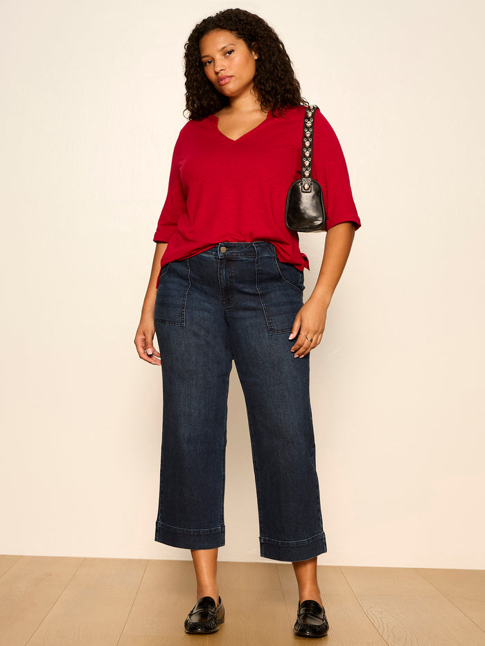 Dolce Notch Neck Tee Red Berry Extended Sizing