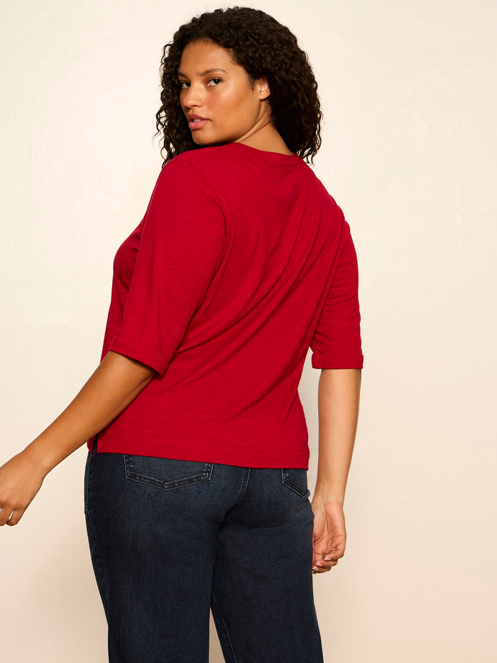 Dolce Notch Neck Tee Red Berry Extended Sizing