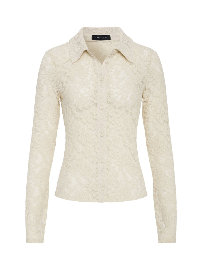 Dreamer Lace Shirt Bone Petite Sizing