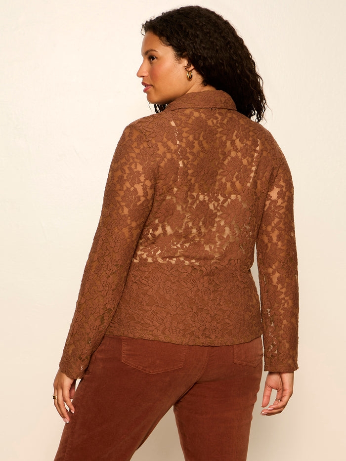 Dreamer Lace Shirt Cocoa Powder Extended Sizing