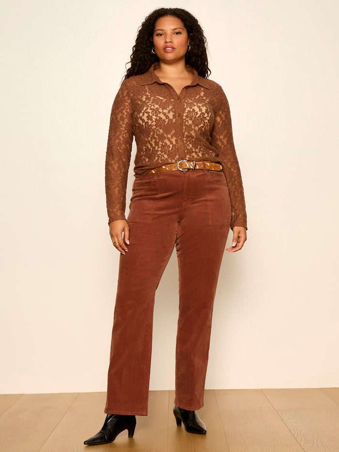 Dreamer Lace Shirt Cocoa Powder Extended Sizing