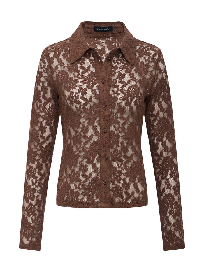Dreamer Lace Shirt Cocoa Powder Extended Sizing