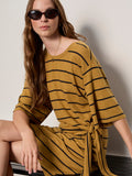 Easier Together Tie Knit Dress Cumin/Black Stripe