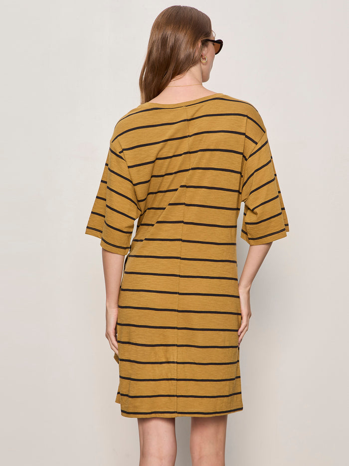 Easier Together Tie Knit Dress Cumin/Black Stripe