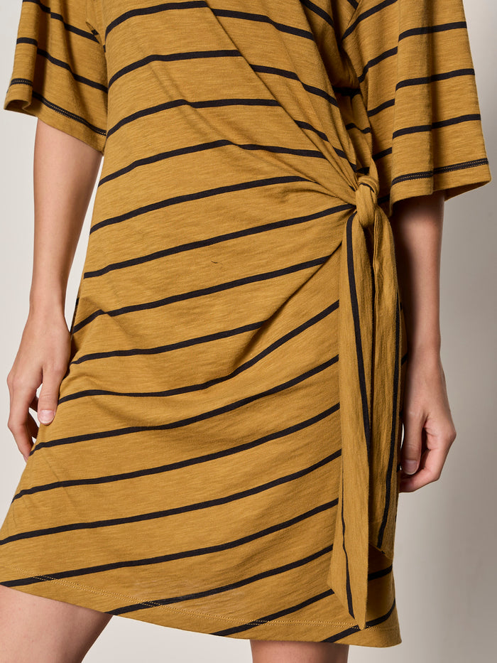 Easier Together Tie Knit Dress Cumin/Black Stripe