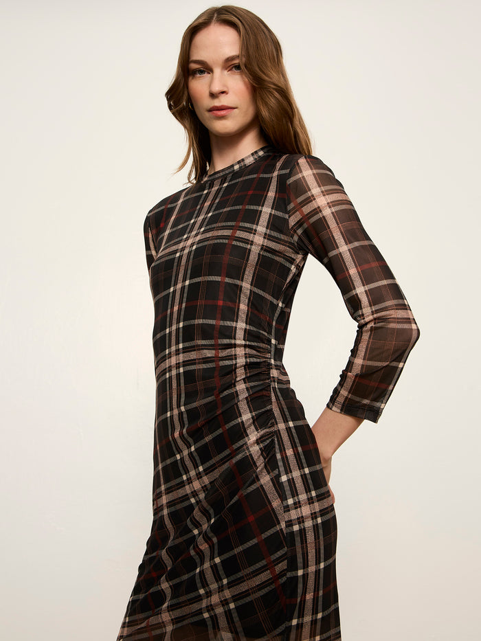 Easy Autumn Mesh Dress Cinder Plaid