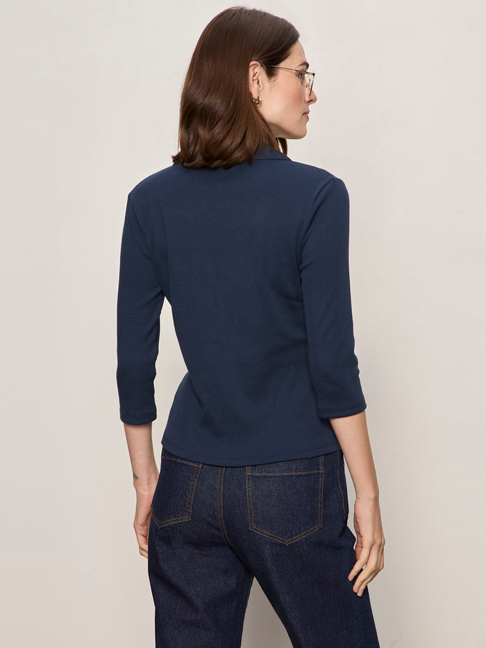 Echo Button Front Tee Navy Blazer