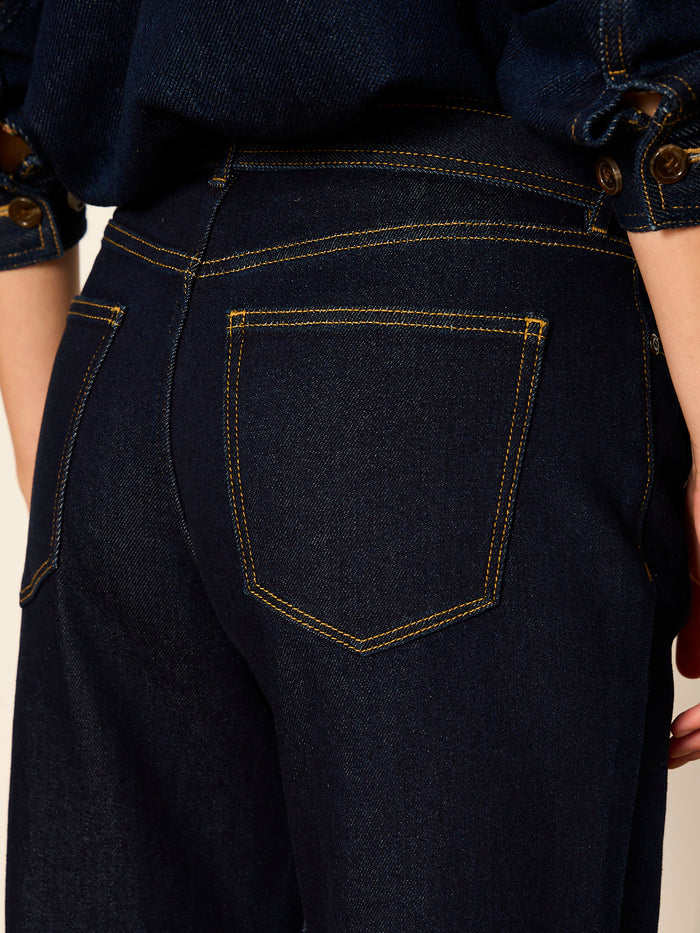 Ekara Slim Wide Crop Jean Indigo Rinse