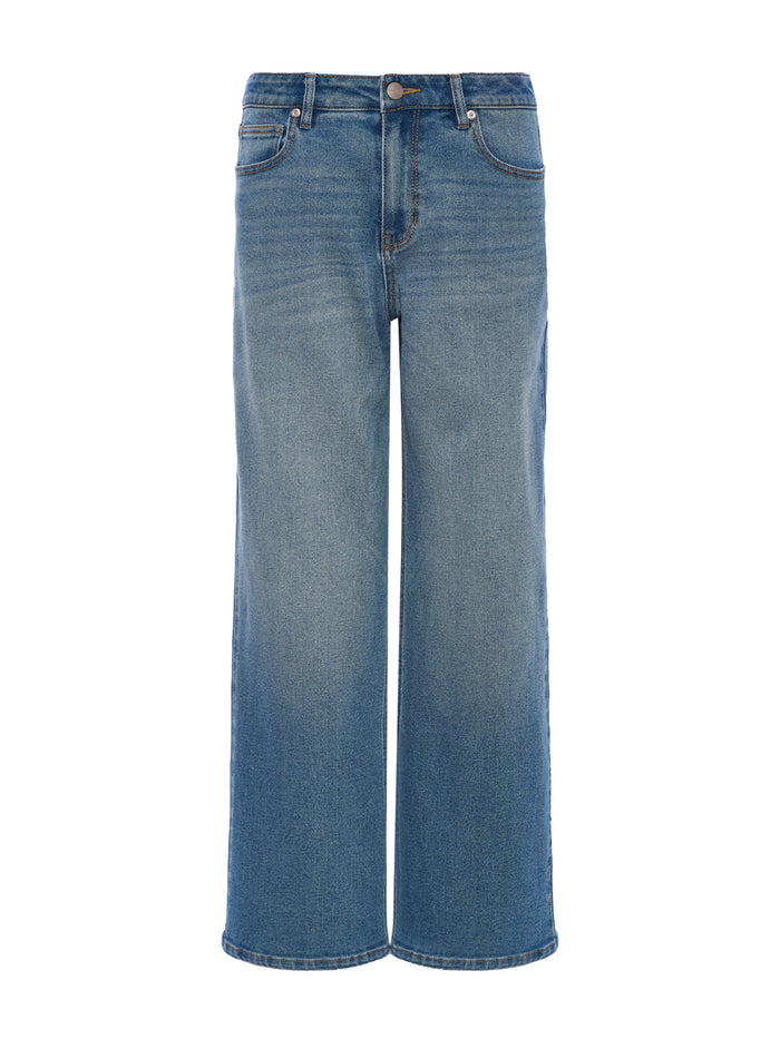 Ekara Slim Wide Jean Embroidered Light Wash
