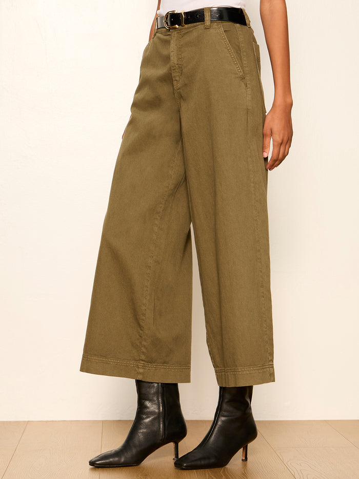 Eloise Ultra Wide Leg Crop Pant Burnt Olive