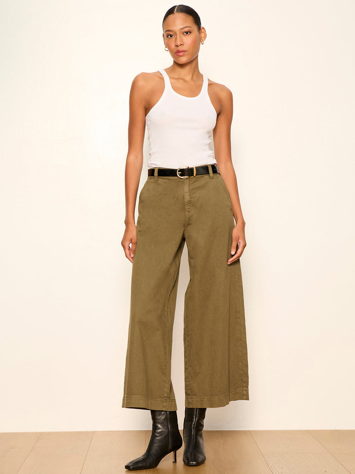 Eloise Ultra Wide Leg Crop Pant Burnt Olive