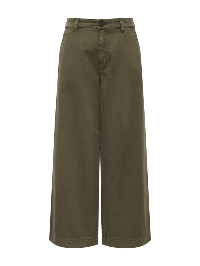 Eloise Ultra Wide Leg Crop Pant Burnt Olive
