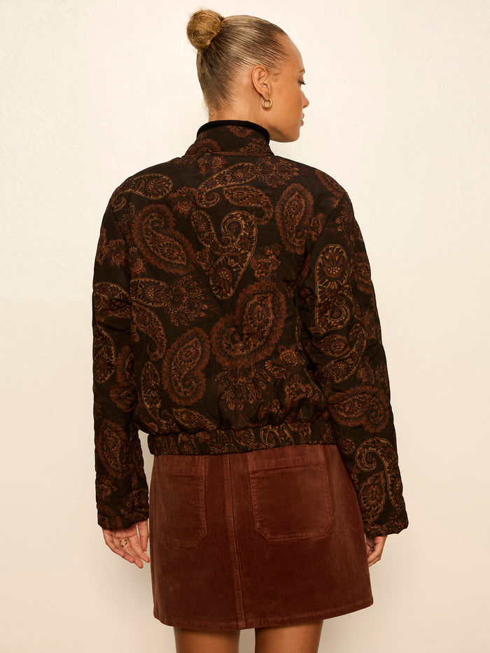 Empress Quilted Bomber Jacket Cocoa Paisley