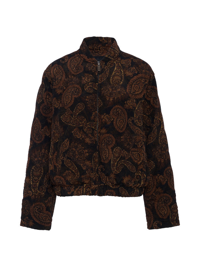 Empress Quilted Bomber Jacket Cocoa Paisley