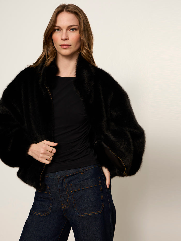 Everest Fur Bomber Black