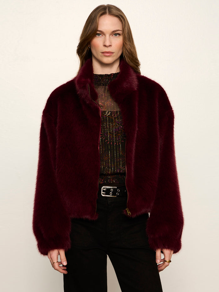 Everest Fur Bomber Bordeaux