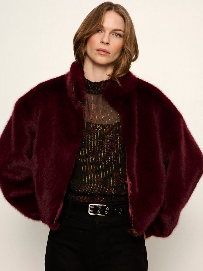 Everest Fur Bomber Bordeaux