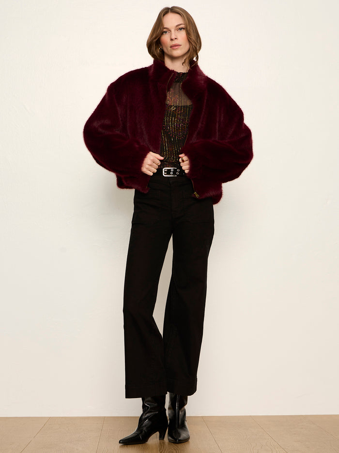 Everest Fur Bomber Bordeaux